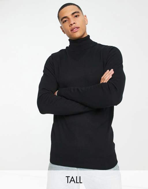 Black cotton 2025 roll neck jumper