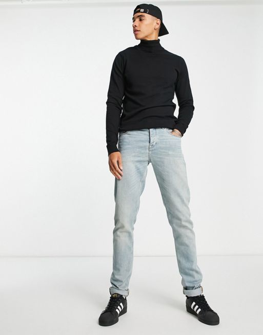 Le Breve ribbed turtleneck sweater in stone