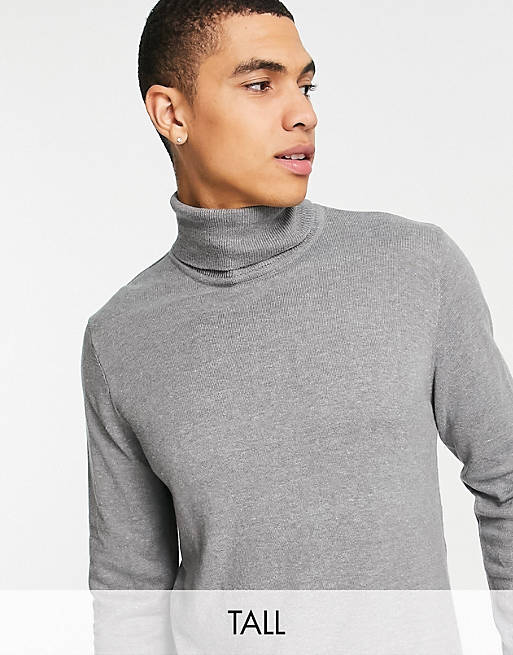 Tall roll sweater in gray heather | ASOS