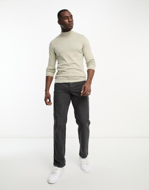 Threadbare Tall cotton turtleneck sweater in oatmilk