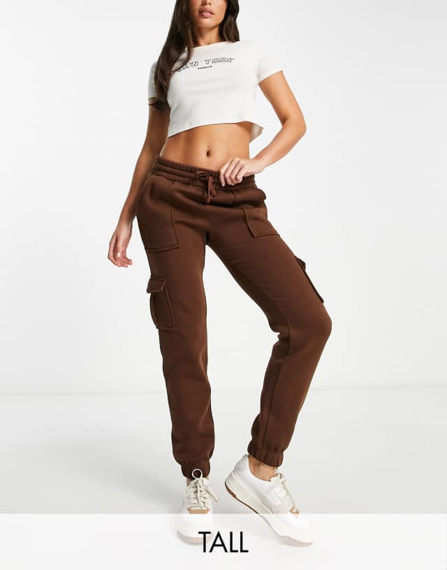 Threadbare Tall Donna cargo joggers in chocolate brown