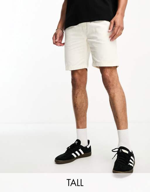 Threadbare Tall elasticated waist chino shorts in off white ASOS