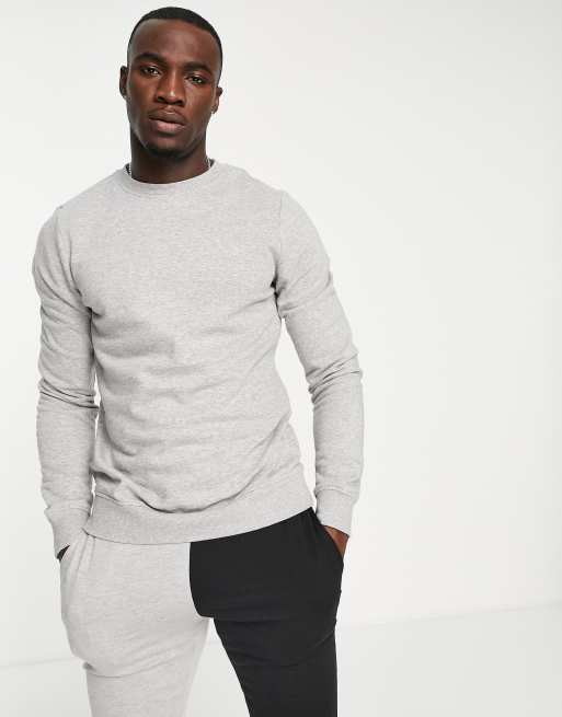Threadbare Tall - Felpa girocollo grigio chiaro