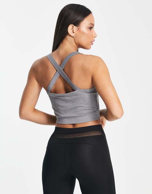 adidas Training Yoga Essentials low support sports bra in grey