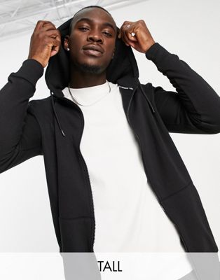 Threadbare Tall full zip hoodie in black