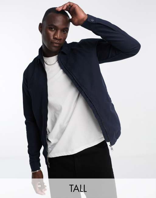 Threadbare Tall full zip shacket in navy | ASOS