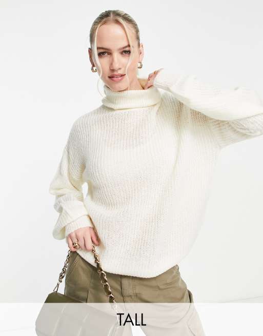 Threadbare Tall - Grace - Maglione con collo alto bianco