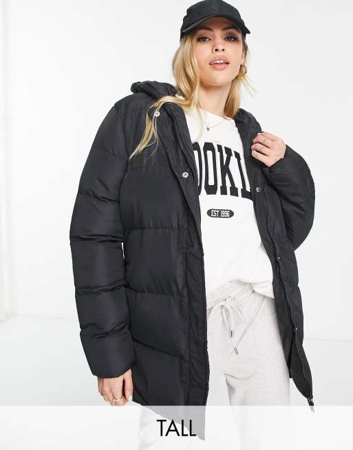 Straight padded jacket with hood black ladies