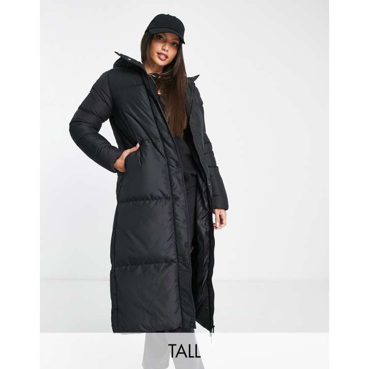 Acka. poodle boa long coat サイズ2 Threadbare Tall Jodie maxi puffer coat with hood in black | ASOS