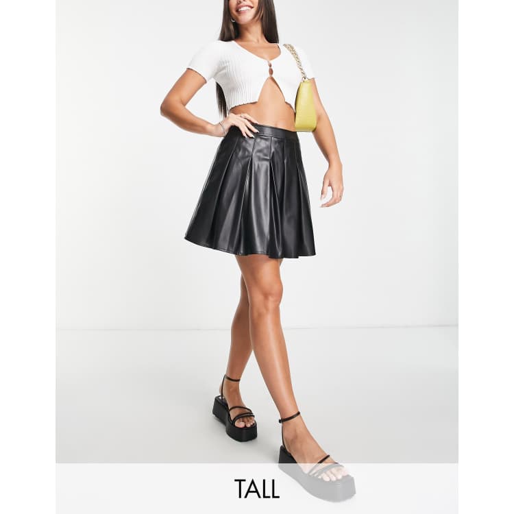 Minigonna nera in similpelle PU a pieghe Asos Donna Abbigliamento Gonne Minigonne Liz 