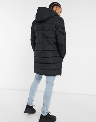 threadbare longline padded jacket in black