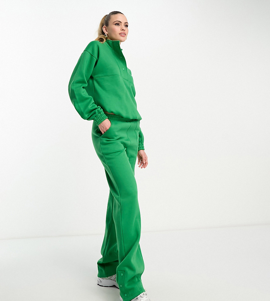 Threadbare Tall Maddy panelled joggers with poppers co-ord in green