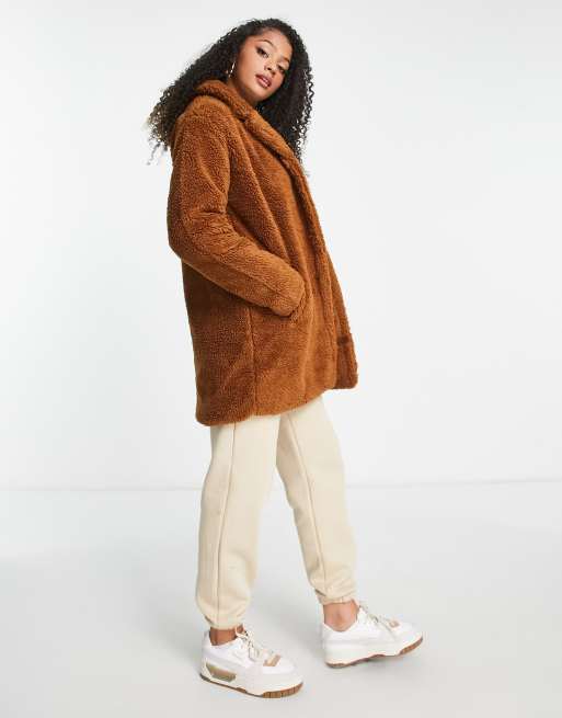 Threadbare Tall Manteau mi-long en imitation peau de mouton