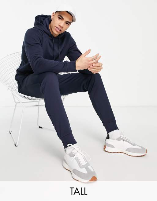 Threadbare Tall overhead hoodie & jogger tracksuit set in navy