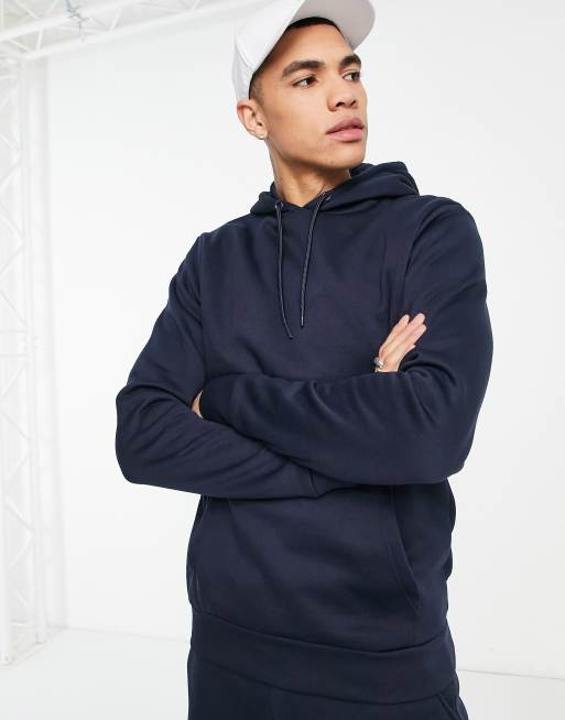 Threadbare Tall overhead hoodie jogger tracksuit set in navy