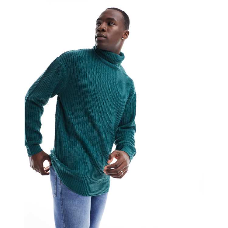 Threadbare Tall oversized heavy turtle neck sweater in galactic teal