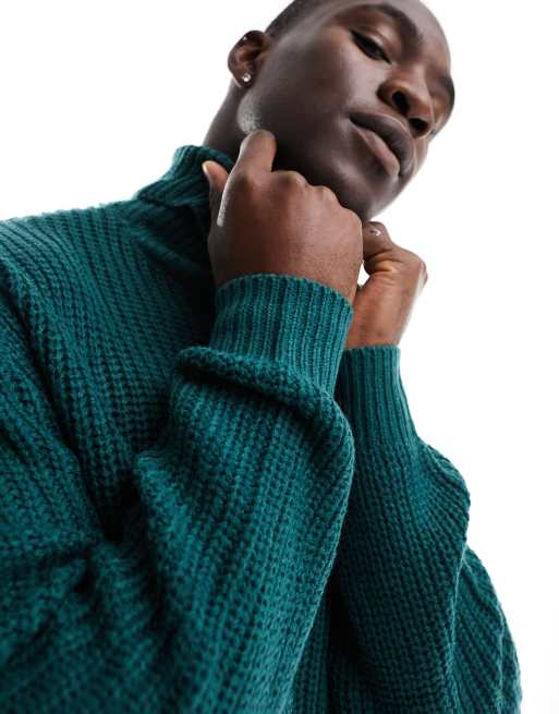 Threadbare Tall oversized heavy turtle neck sweater in galactic teal