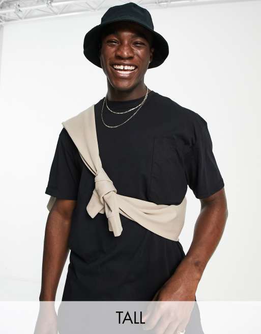 Threadbare Tall - Oversized T-shirt met oversized zak in zwart