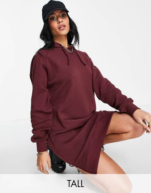 Threadbare Tall Quinn hoodie mini dress in deep wine