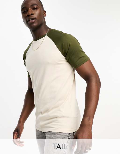 Threadbare Tall raglan t-shirt in sand & khaki