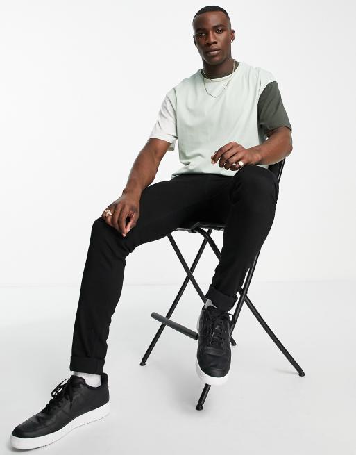 Threadbare Tall – Salviagrön, blockfärgad t-shirt i oversize, 4 av 4