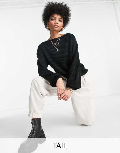 Threadbare Tall - Silvia - Sort offshoulder-trøje