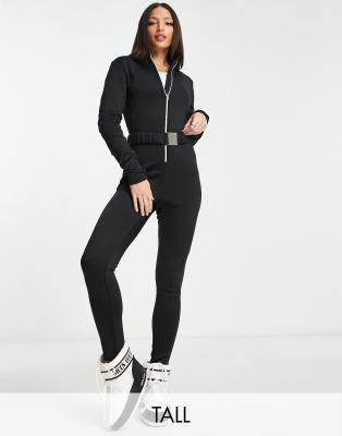 Threadbare Tall Ski belted jumpsuit in black - ASOS Price Checker
