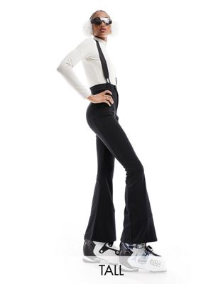 Threadbare Tall Ski wide leg trousers with braces in black
