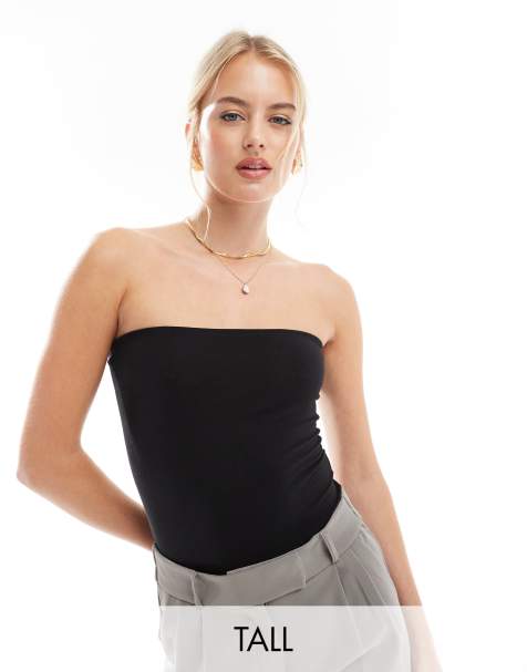Threadbare Tall - Sort bandeau-bodystocking i jersey - view 1