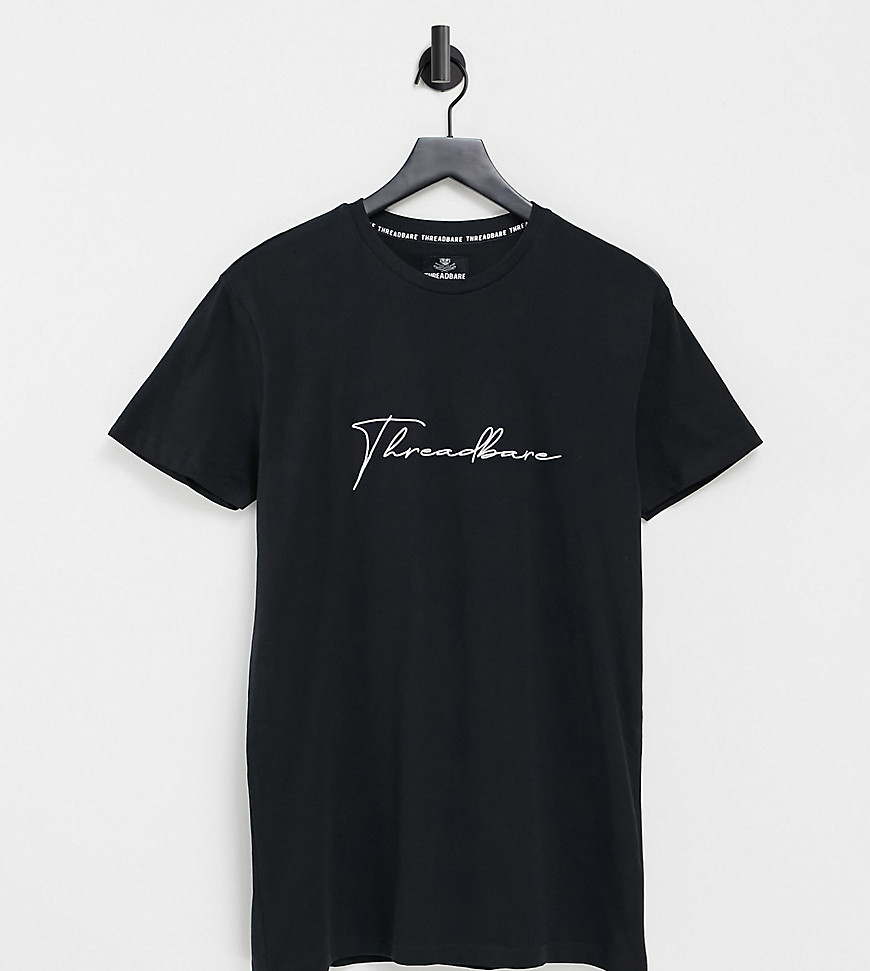 Threadbare Tall - T-shirt met groot geschreven logo in zwart