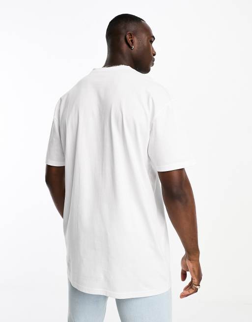 Threadbare Tall T-shirt oversize à broderie flamant rose Blanc