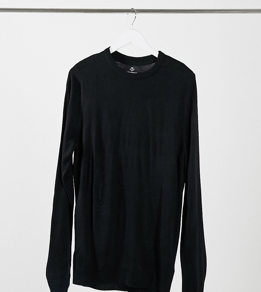 Threadbare Tall - Zachte trui met ronde hals in zwart