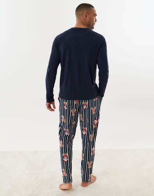 Threadbare Teddy bear pyjama set in navy, 3 of 5