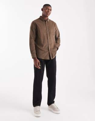 Threadbare Textured Button Down Shirt In Brown