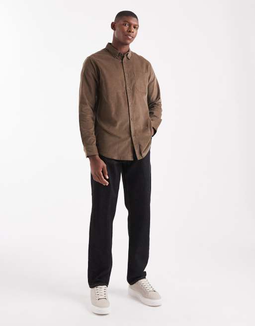 Threadbare textured button down shirt in camel | ASOS