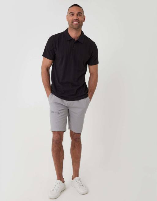 Threadbare Textured cotton polo shirt in black, 3 of 5