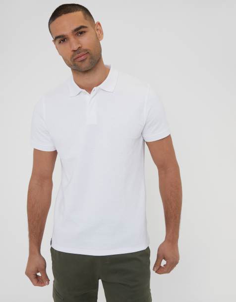 Threadbare Textured cotton rich polo shirt in white - view 1