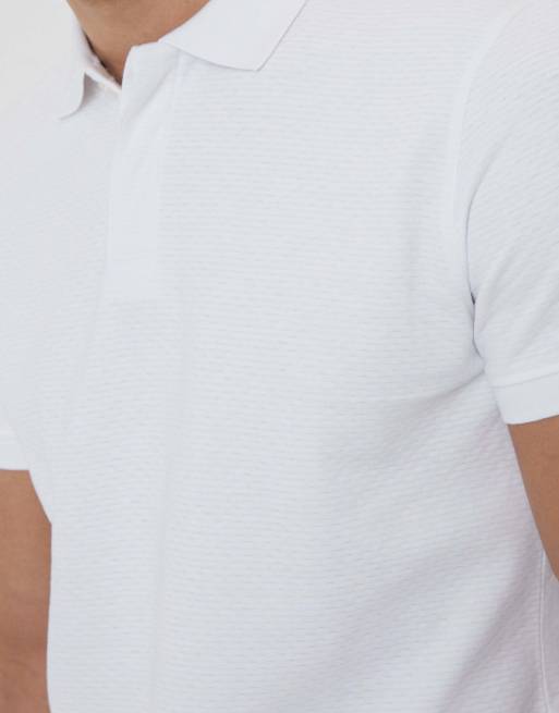 Threadbare Textured cotton rich polo shirt in white, 3 of 4