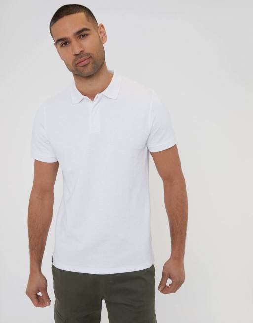 Threadbare Textured cotton rich polo shirt in white, 4 of 4