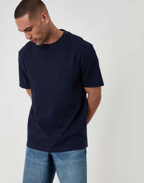 Threadbare Textured crew neck t-shirt in navy - view 1