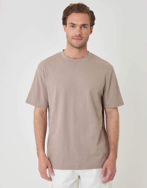 Threadbare Textured crew neck t-shirt in taupe