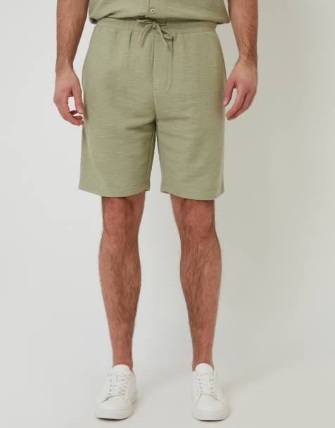 Threadbare Textured elasticated waist shorts in pale green - view 1