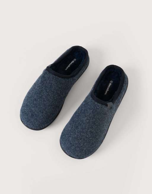Threadbare Textured faux fur lined mule slippers in denim blue, 2 of 5