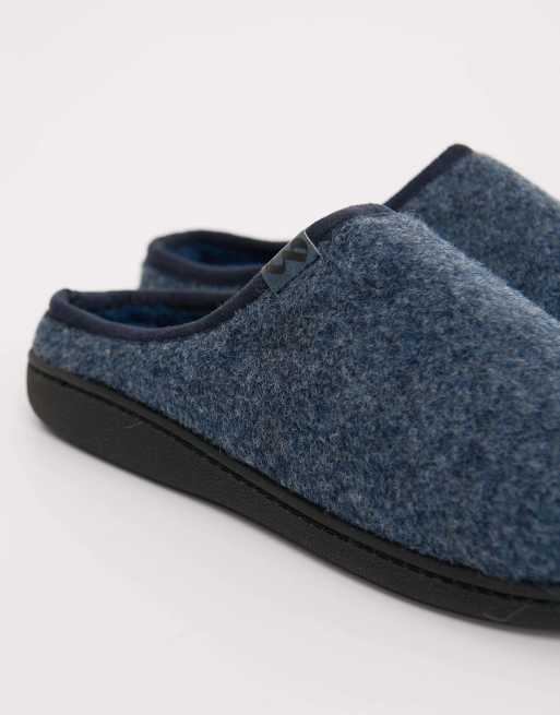 Threadbare Textured faux fur lined mule slippers in denim blue, 4 of 5