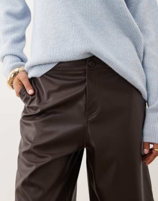 Threadbare textured faux leather tailored bermuda shorts In chocolate, 2 of 5