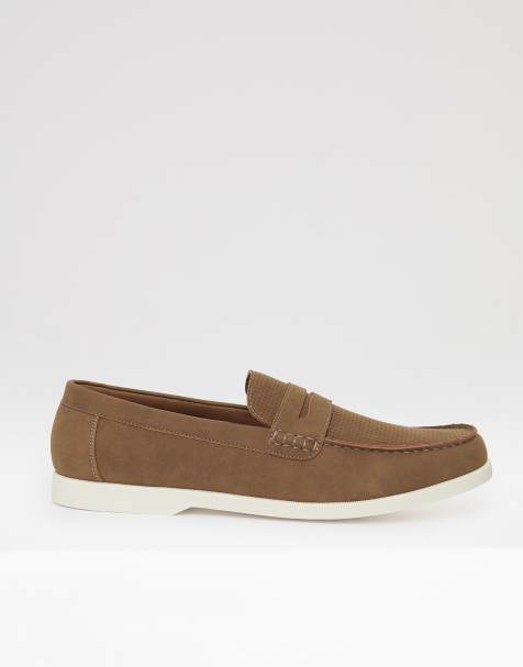 Threadbare Textured faux suede penny loafers in taupe - view 1