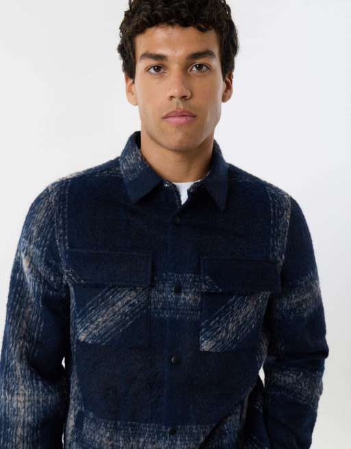 Threadbare Textured faux wool shacket in navy, 3 of 5