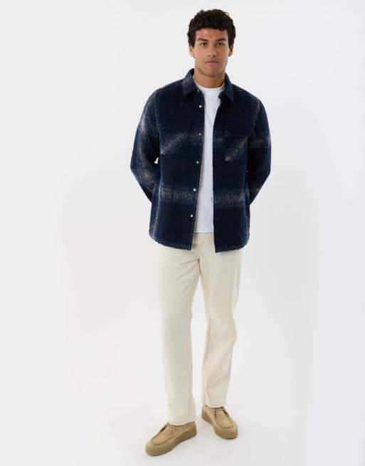 Threadbare Textured faux wool shacket in navy, 4 of 5