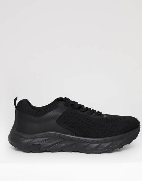 Threadbare Textured slip on trainers in black - view 1