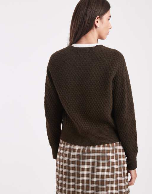 Threadbare tie front knitted cardigan in chocolate brown, 4 of 4